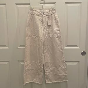 Cream Wide Leg High Waisted Jeans - S